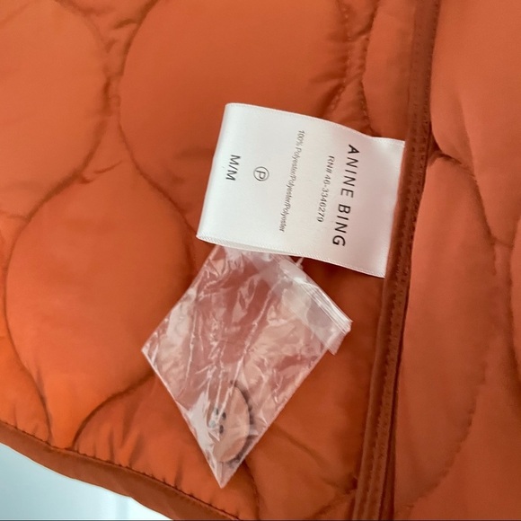 ANINE BING Elizabeth Quilted Tiger Jacket Brick M - Picture 9 of 10